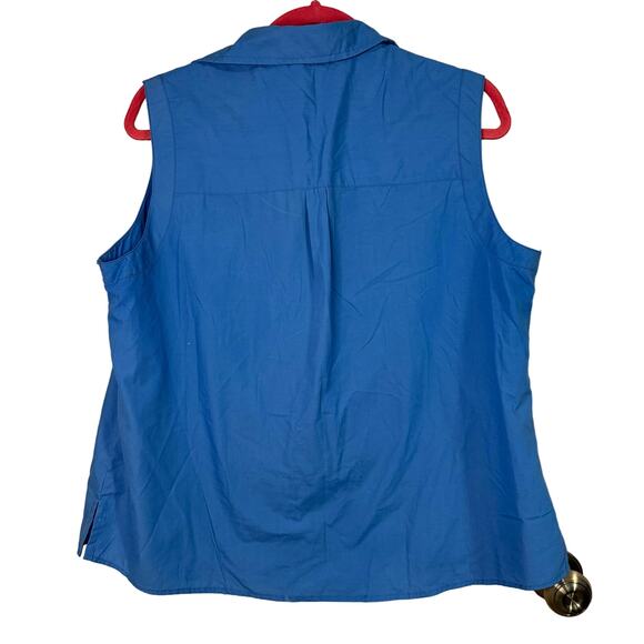 White Stag Bright Blue Collared Sleeveless Button Down Size 16/18 - Picture 7 of 7